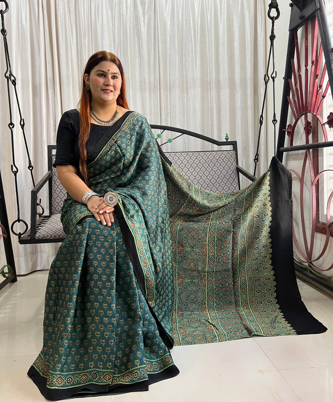 green saree silk ethnic wear