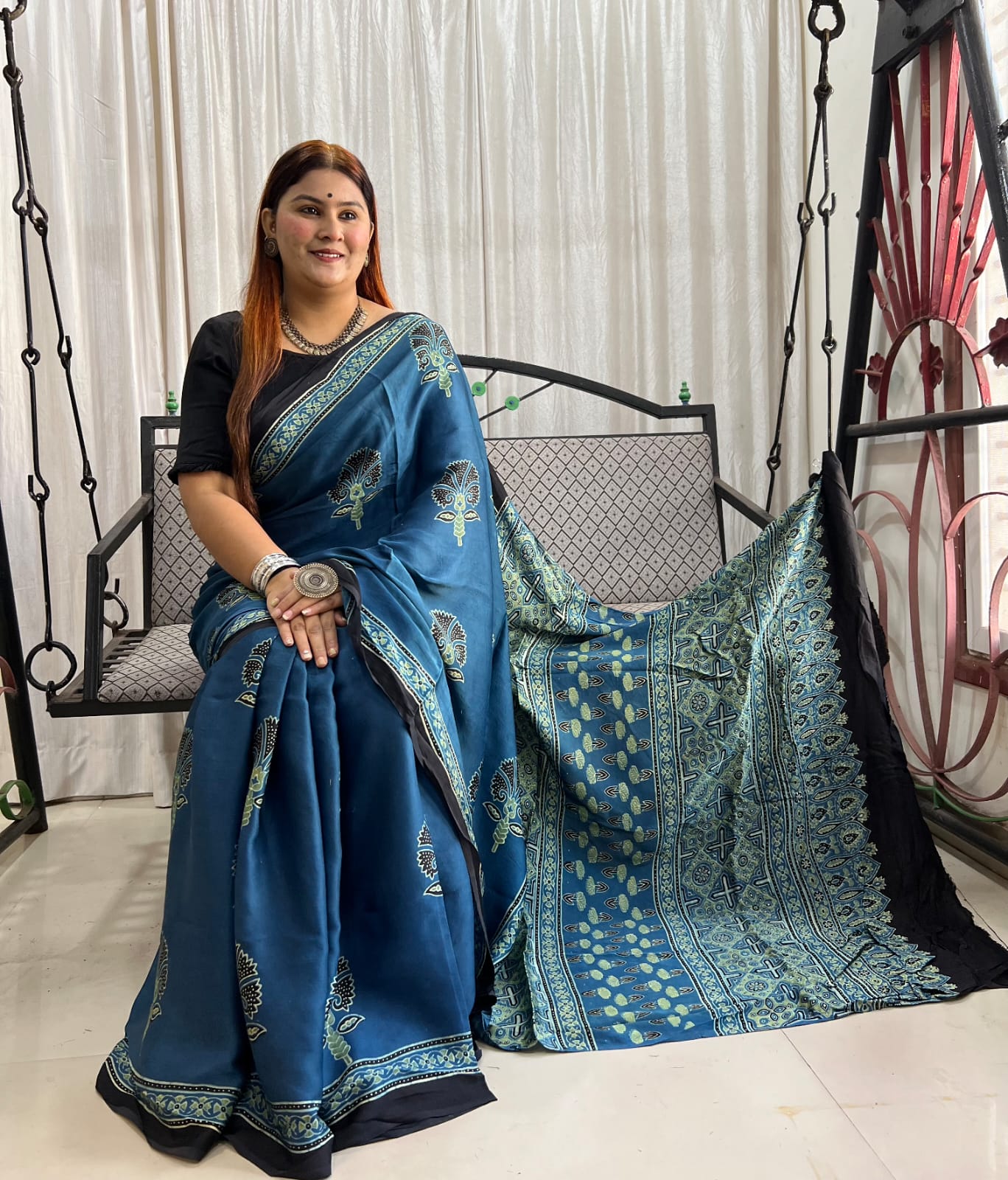 blue saree silk ethnic wear