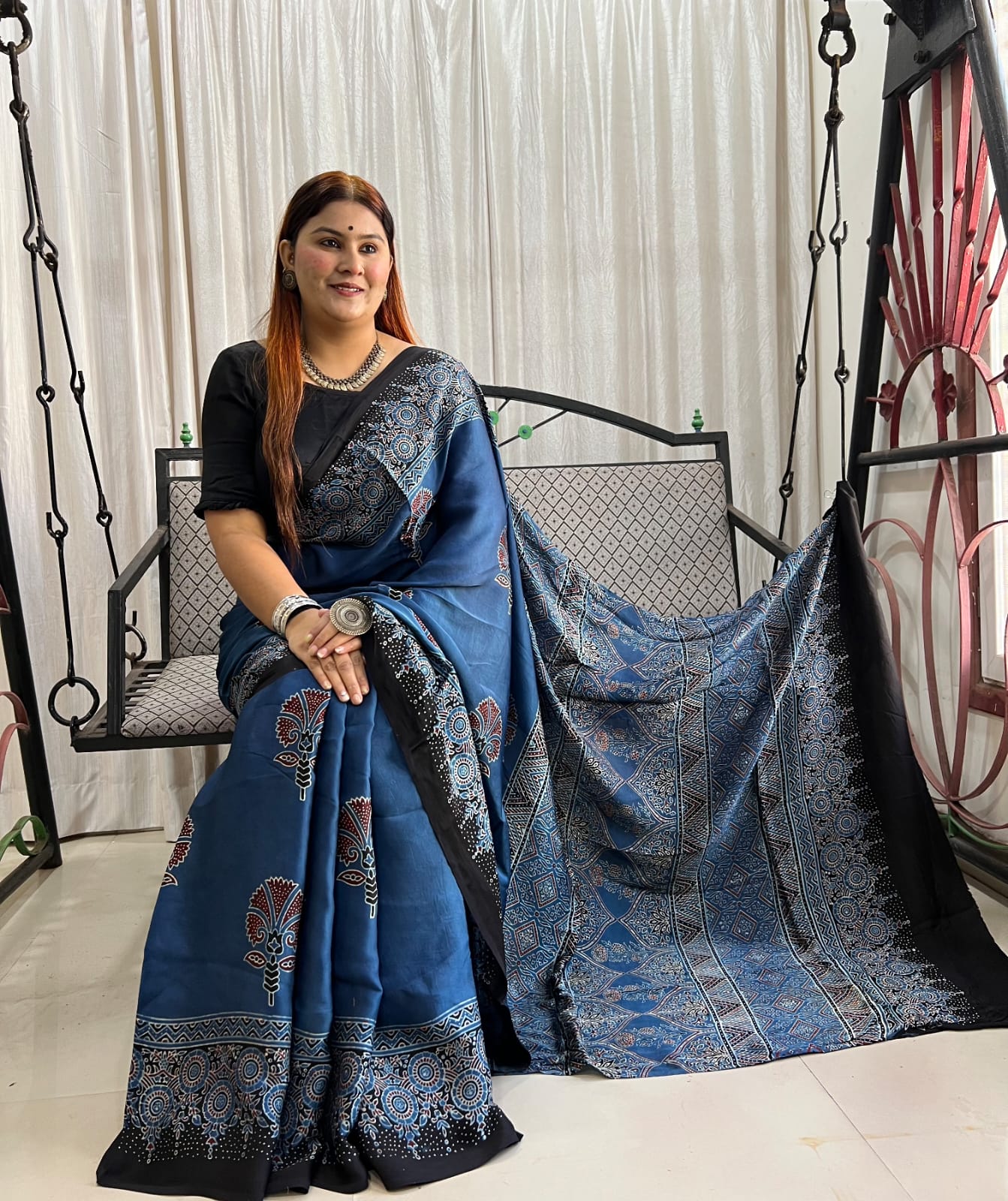 blue saree silk ethnic wear