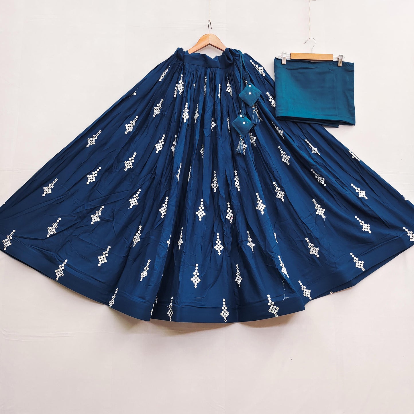 teal-blue Rayon Lehenga Choli