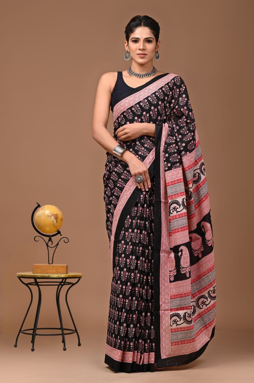 black saree cotton ethnic wear