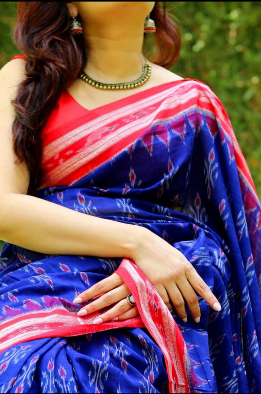 blue saree cotton ethnic wear