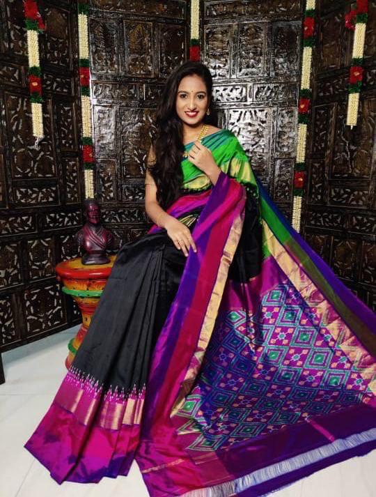 black saree silk ethnic wear