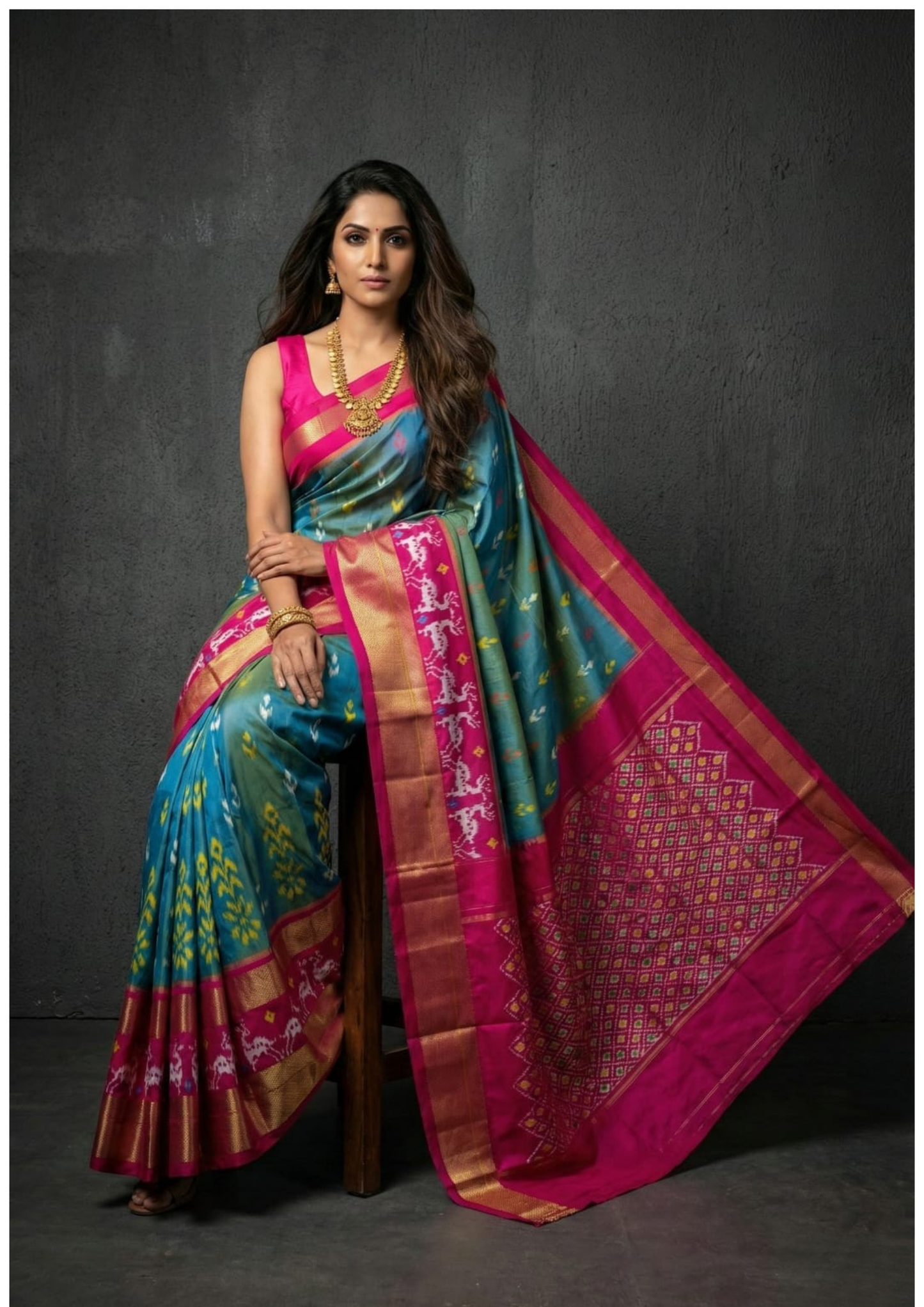 Luxury Handwoven Blue Ikkat Silk Sarees | My Indian Vogue