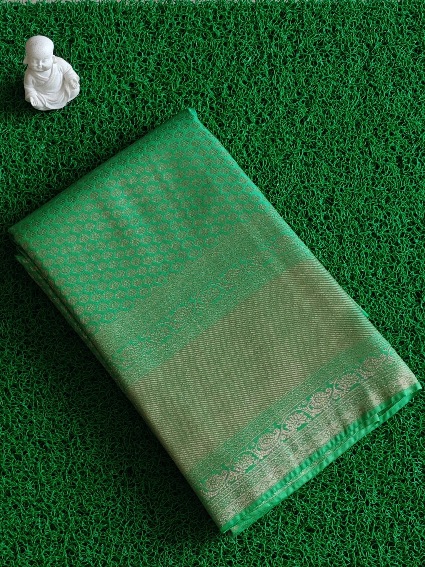 Leaf Green Semi Silk Saree