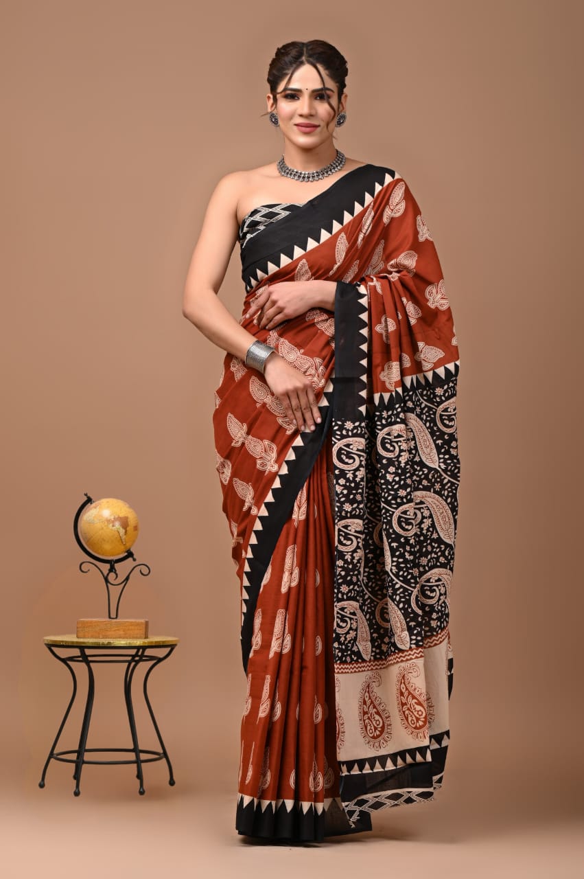 red saree cotton ethnic wear