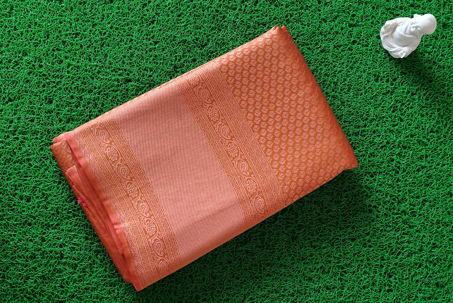 Mustard yellow silk saree with woven zari border and butta motifs – traditional festive Indian attire