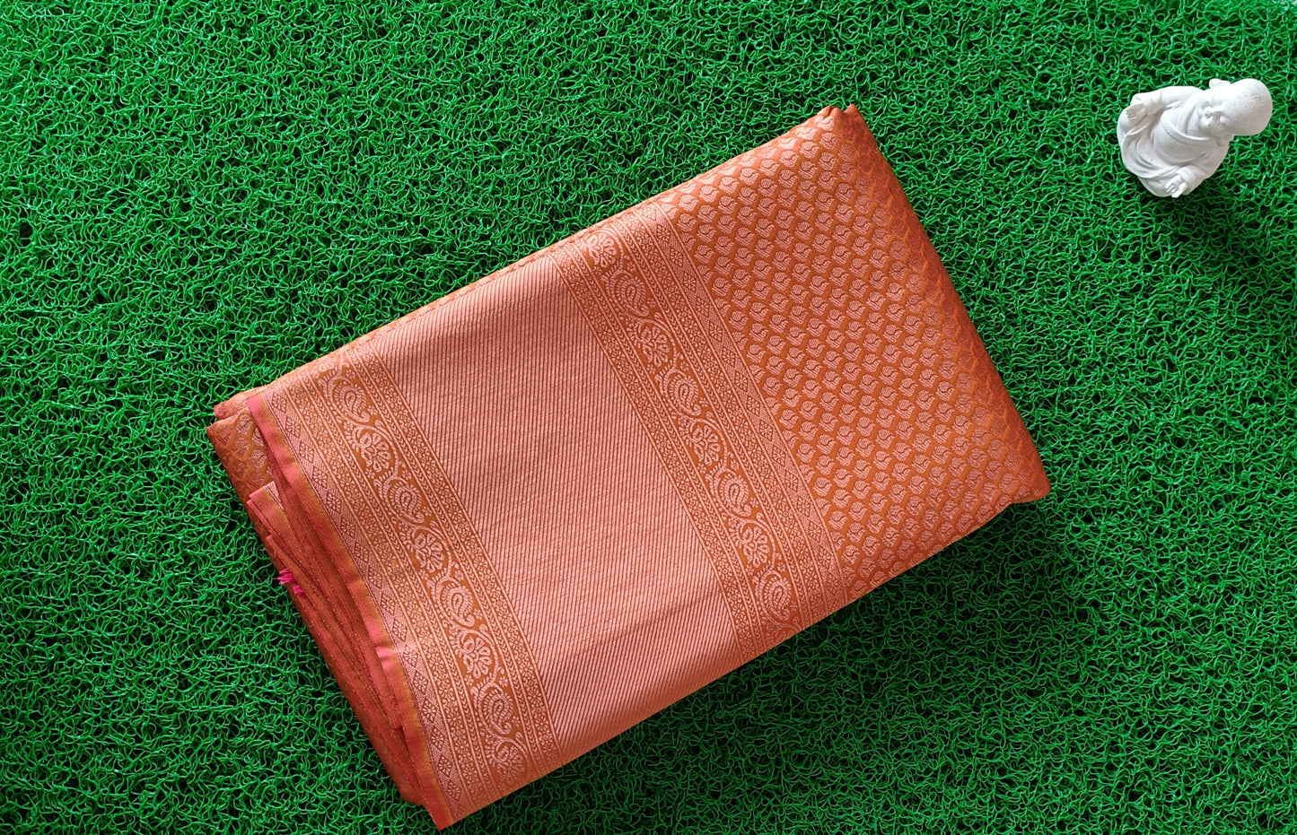 Mustard yellow silk saree with woven zari border and butta motifs – traditional festive Indian attire