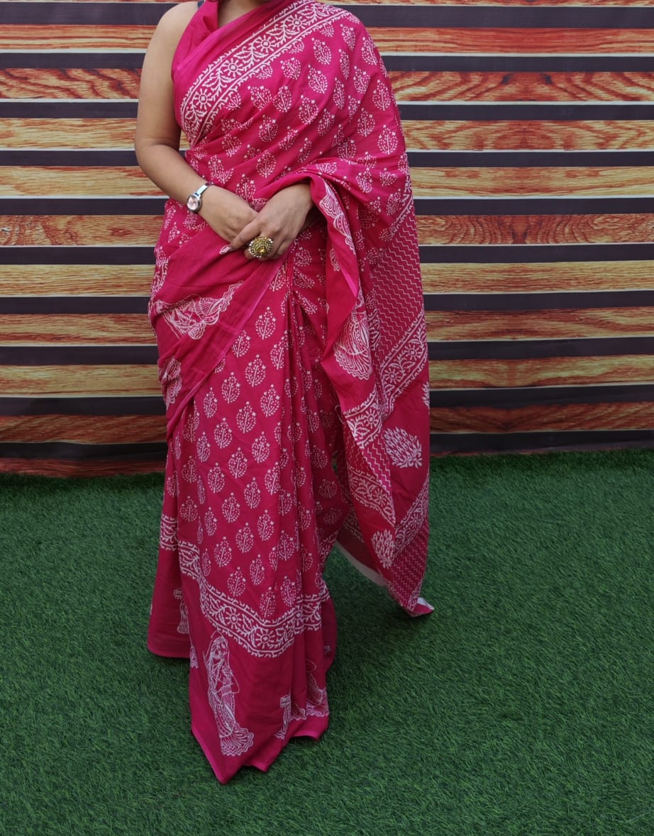 pink saree cotton ethnic wear