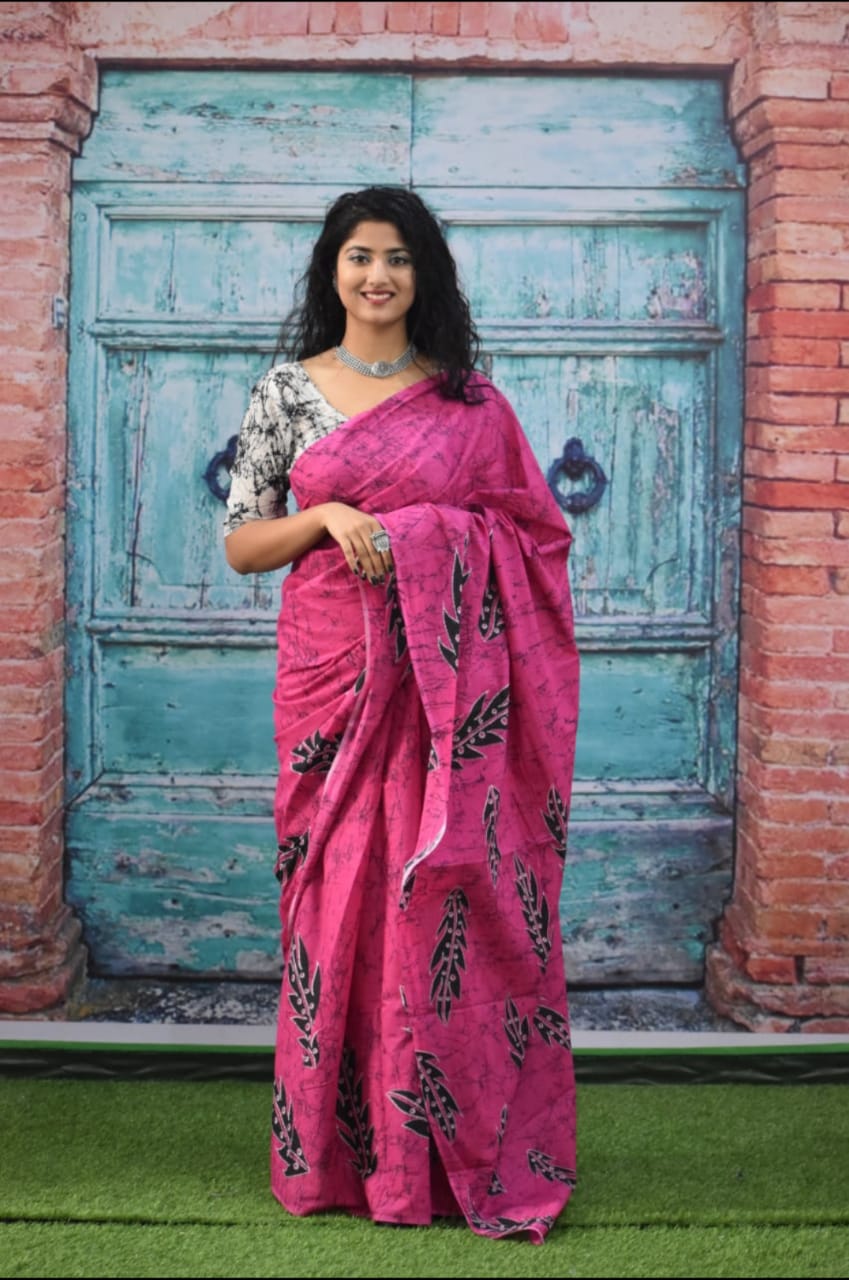 pink saree cotton ethnic wear
