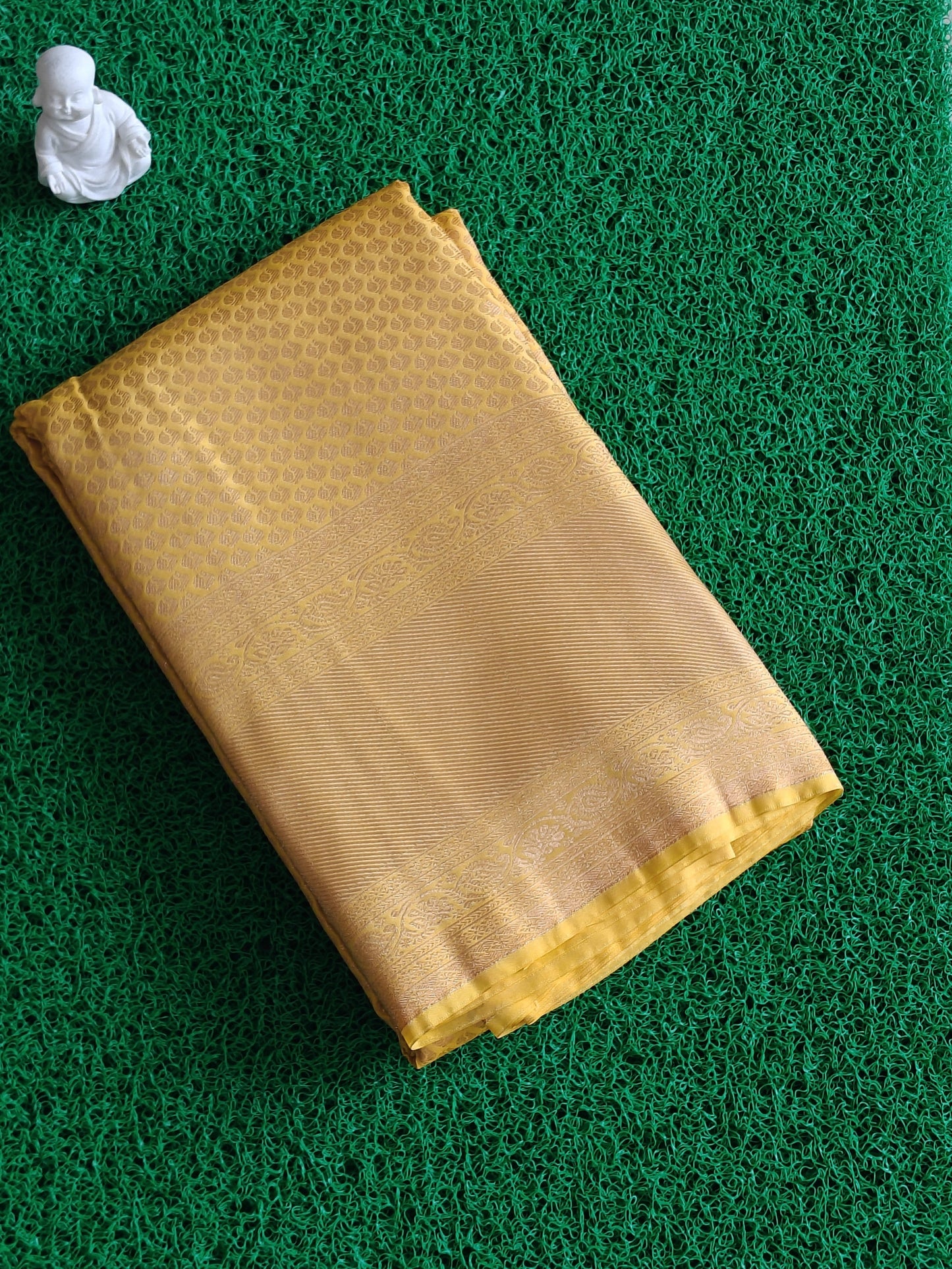 Lemon Yellow Semi Silk Saree