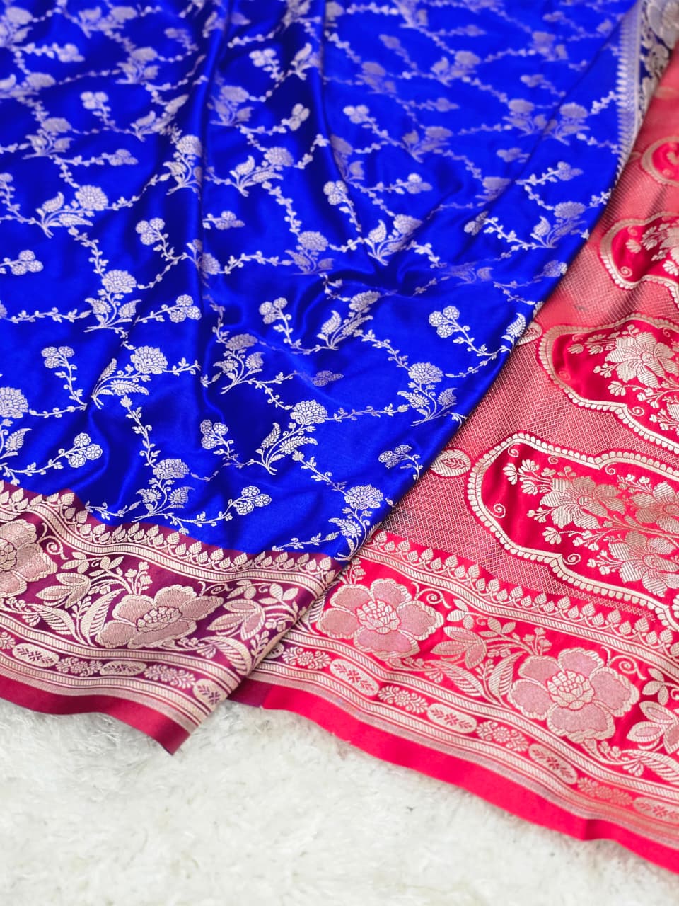 Blue Banarasi Mashru Silk Saree