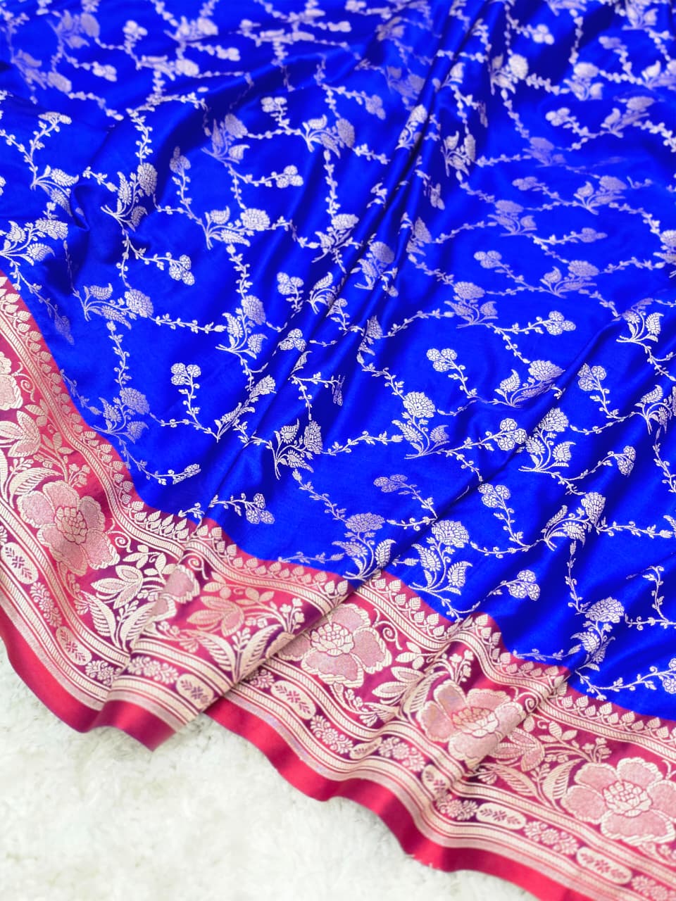 Blue Banarasi Mashru Silk Saree
