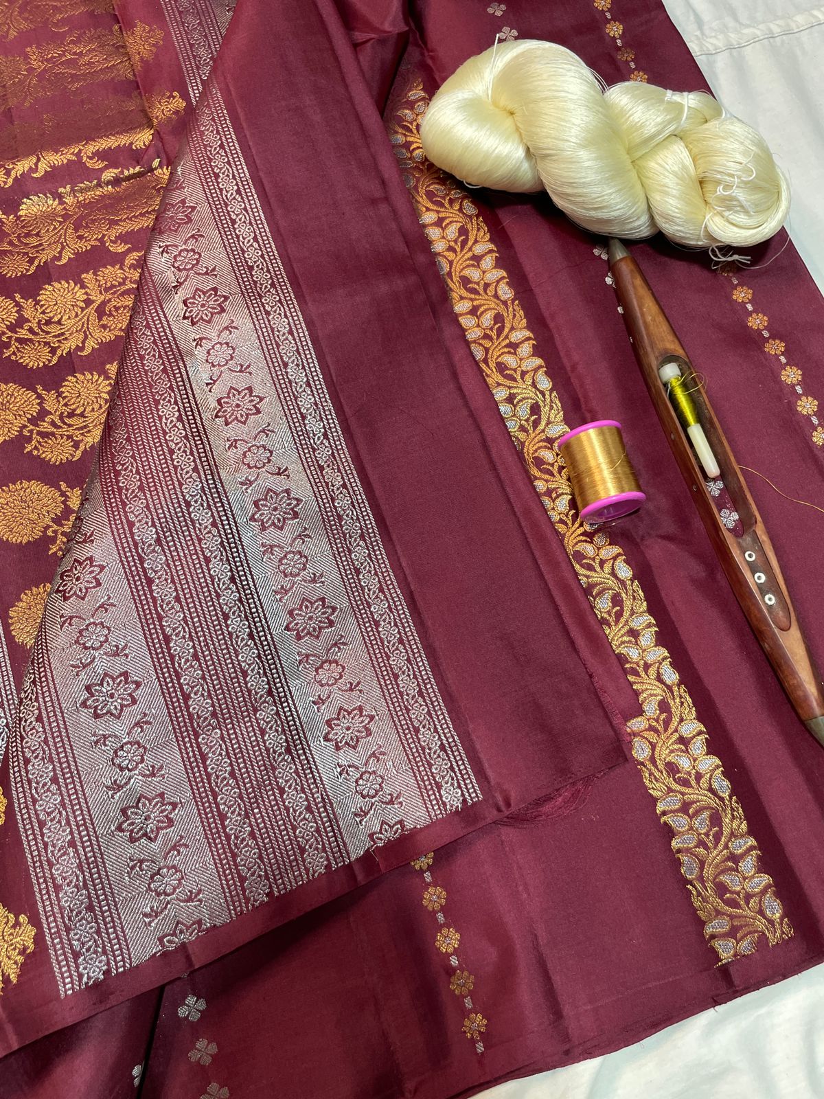 Pure Handloom Soft Silk Saree – Double Warp Weaving | Half Watta Butta Design