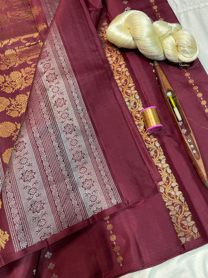 Pure Handloom Soft Silk Saree – Double Warp Weaving | Half Watta Butta Design
