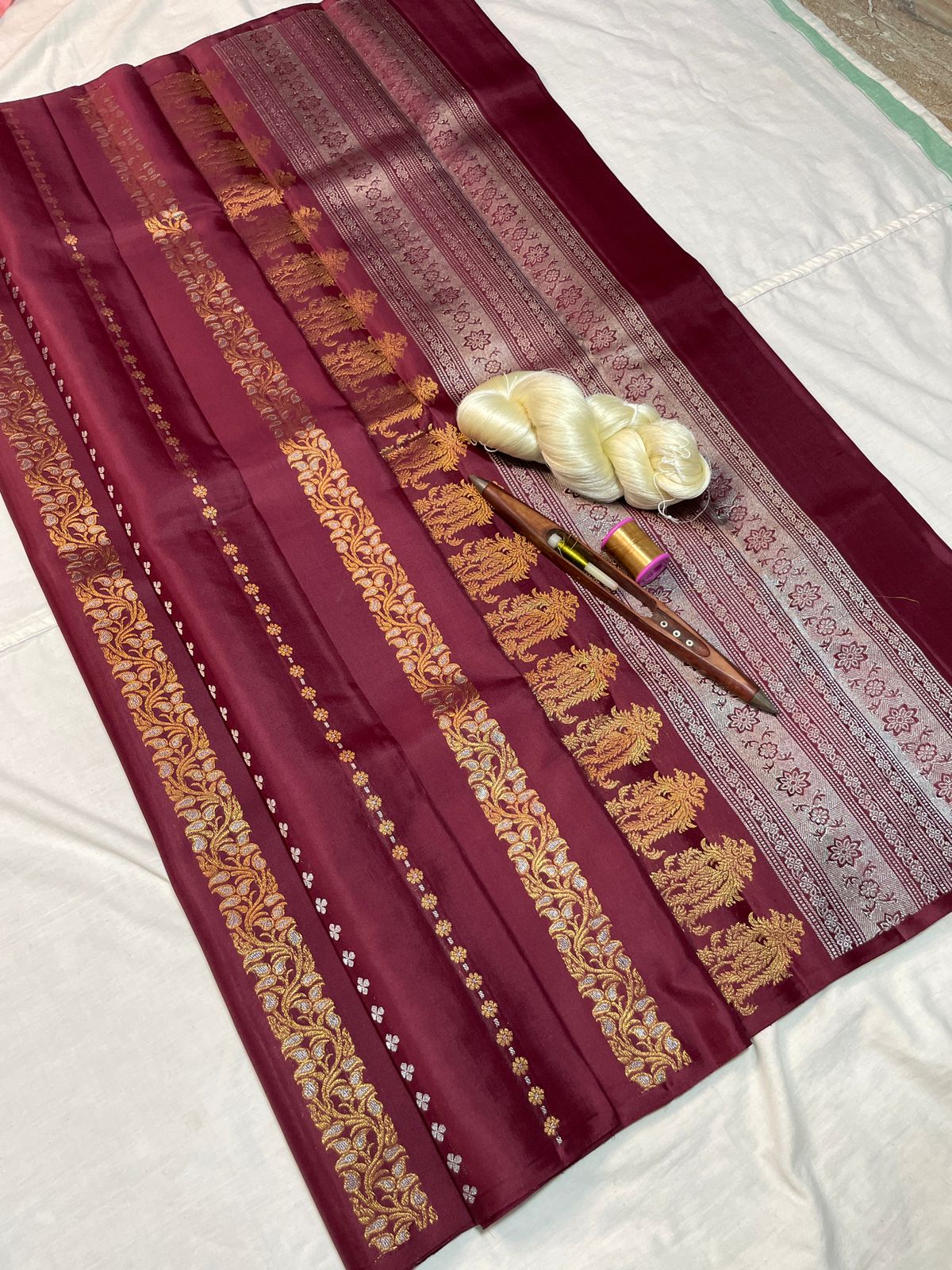 Pure Handloom Soft Silk Saree – Double Warp Weaving | Half Watta Butta Design