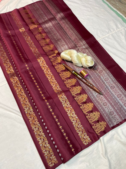 Pure Handloom Soft Silk Saree – Double Warp Weaving | Half Watta Butta Design