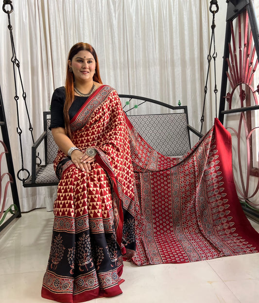 red saree silk ethnic wear