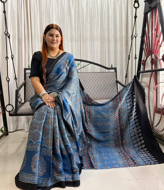 blue saree silk ethnic wear