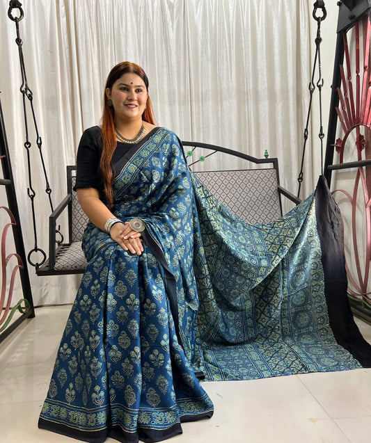 blue saree silk ethnic wear