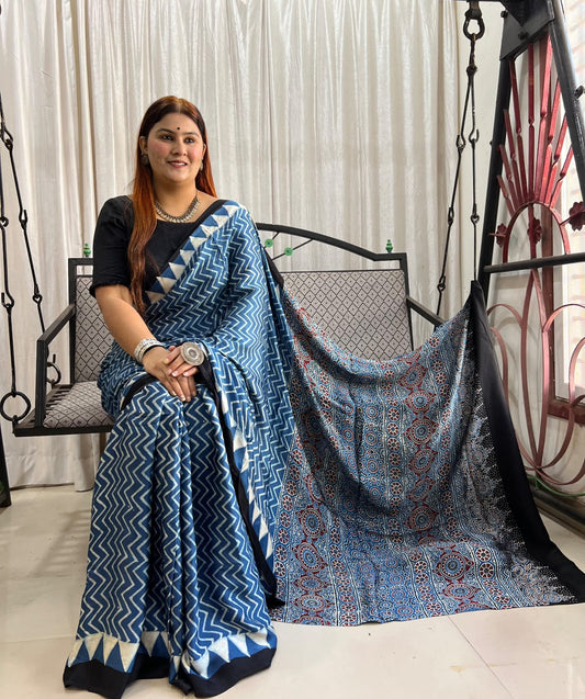 blue saree silk ethnic wear