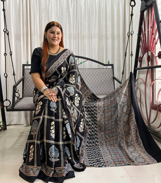 black saree silk ethnic wear