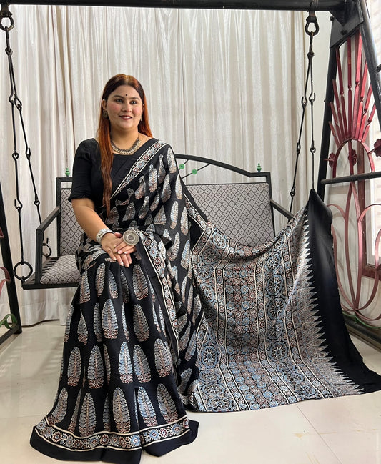 black saree silk ethnic wear