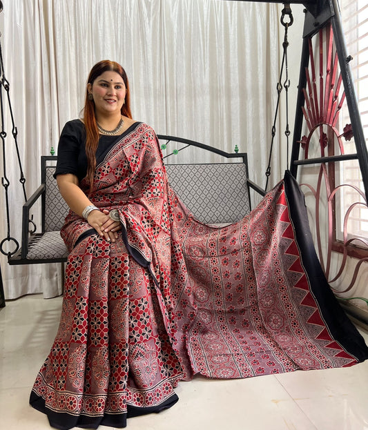 red saree silk ethnic wear