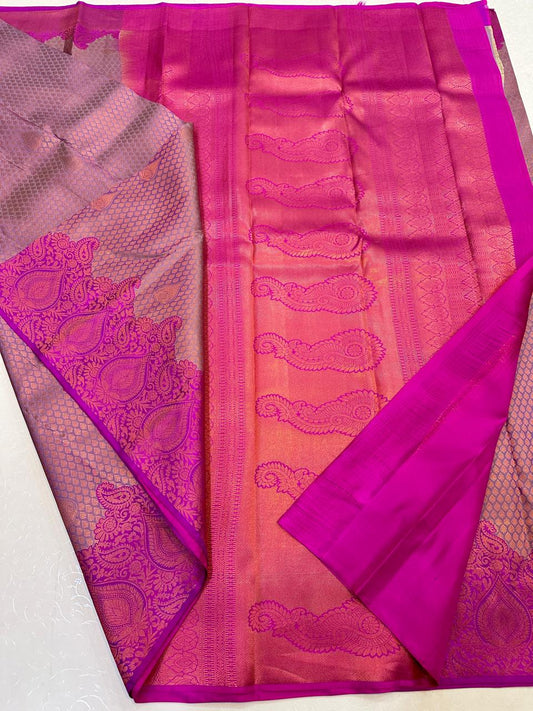 Pink Kanchipuram Meenakari Work Saree