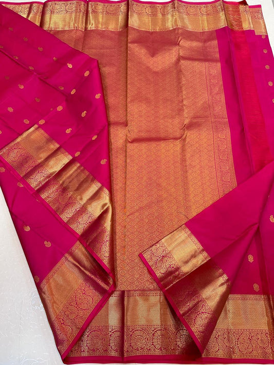Pink Pure Kanchipuram Silk Saree with All-Over Motifs – SilkMark Certified | Handloom Double Warp Weave