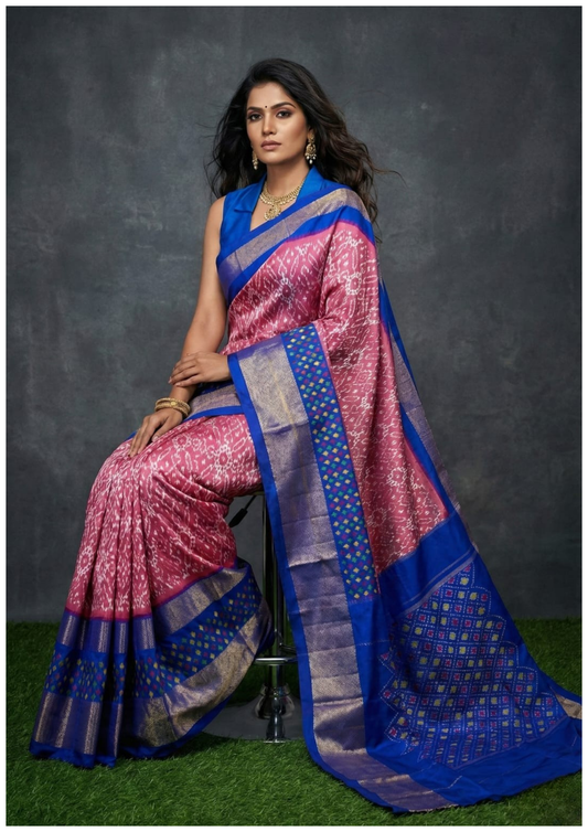 Designer Woven Ikkat Silk Saree, Silk marked from My Indian Vogue