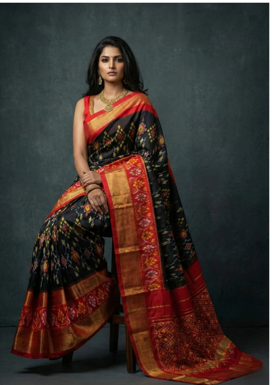 Exclusive Handwoven Ikkat Silk Saree | My Indian Vogue