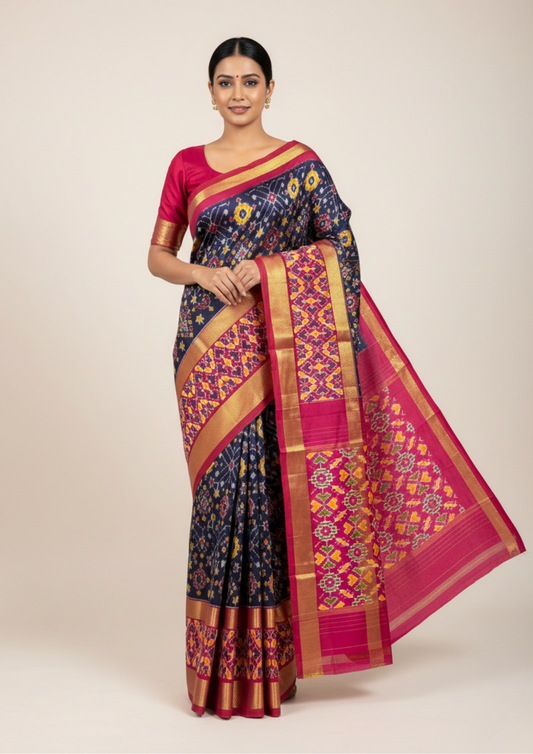 Ikkat Silk Saree | Silk Mark | Double Weave | My Indian Vogue