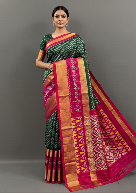 Silk Mark Certified Ikkat Saree | Double Weave | My Indian Vogue
