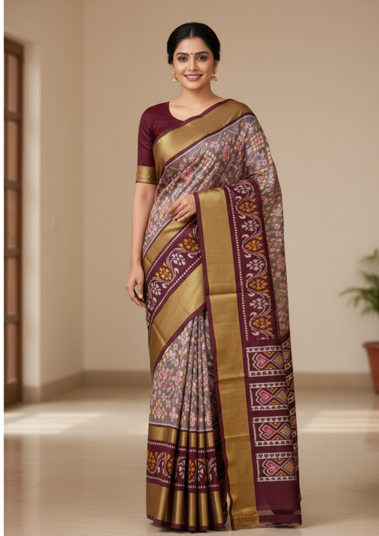 Designer Ikkat Silk Saree | Luxury Weave | Silk Mark Seal