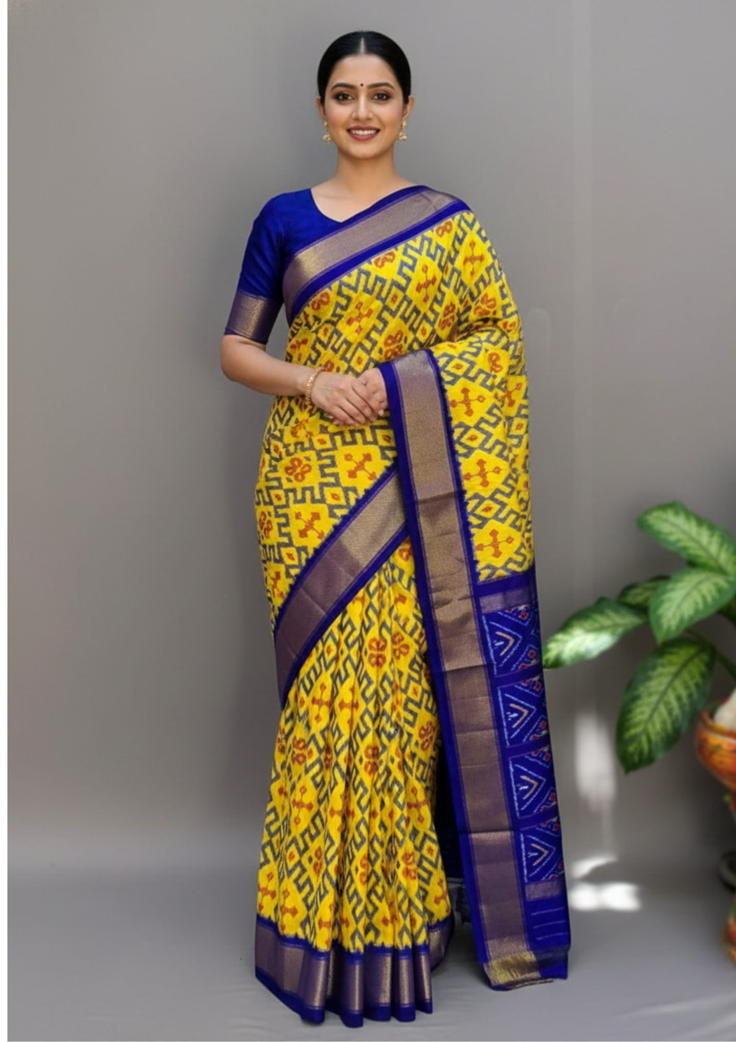 Heritage Ikkat Silk Saree | Double Weave | Silk Mark Authentic