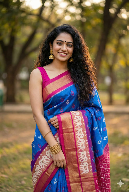 Artisan Crafted Ikkat Silk Saree | Silk Marked | My Indian Vogue