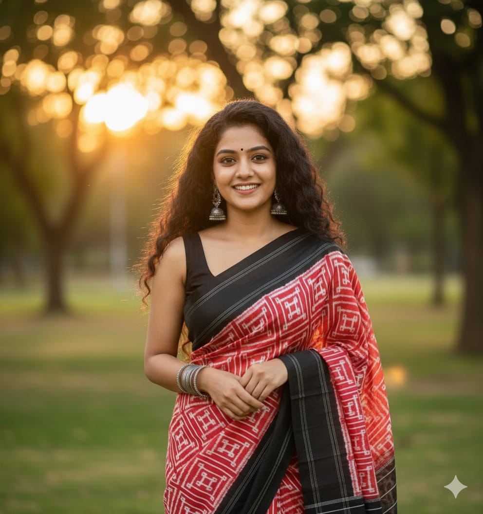 Premium Double Weave Ikkat Silk Saree | My Indian Vogue