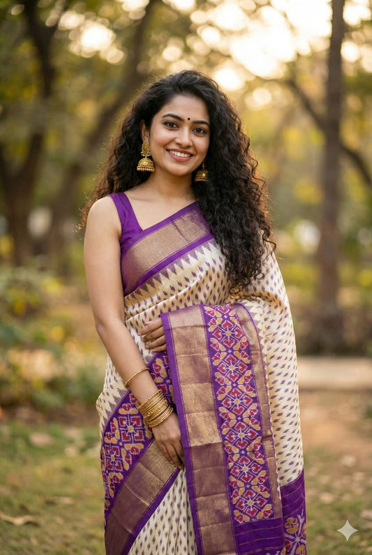 Latest & Exclusive Woven Ikkat Silk Saree | Silk Marked