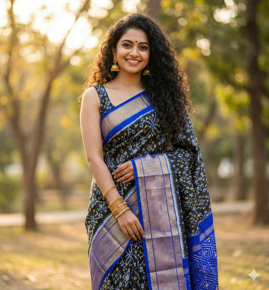 Heirloom Handwoven Ikkat Silk Saree | Double Weave | My Indian Vogue