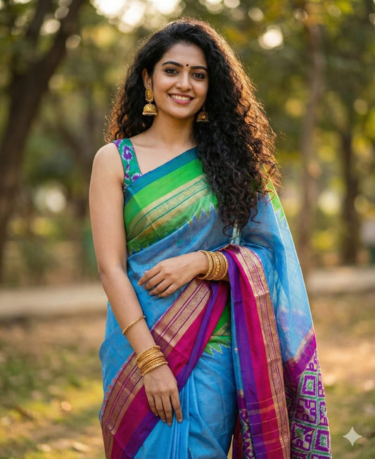 Authentic Indian Ikkat Silk Saree | Silk Marked | My Indian Vogue