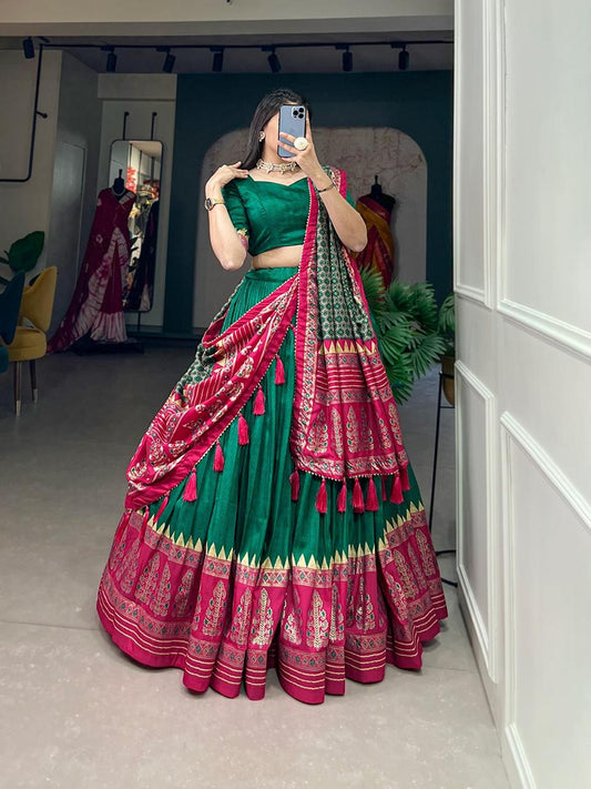 green Dola Silk Chaniya Choli
