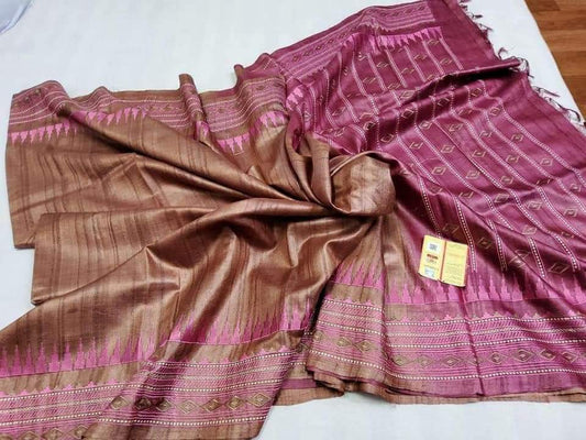 pink purple saree ethnic wear