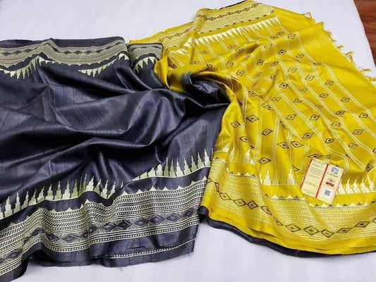 black yellow saree ethnic wear