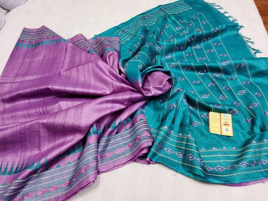 purple blue saree ethnic wear