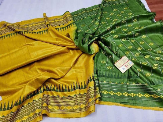 green yellow saree ethnic wear