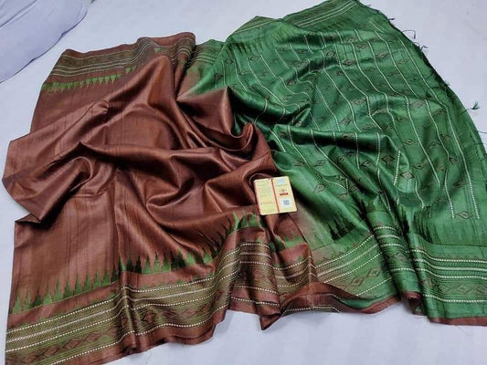 green brown saree ethnic wear