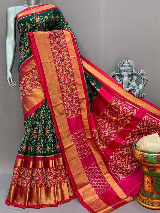 Green Ikkat Silk Saree