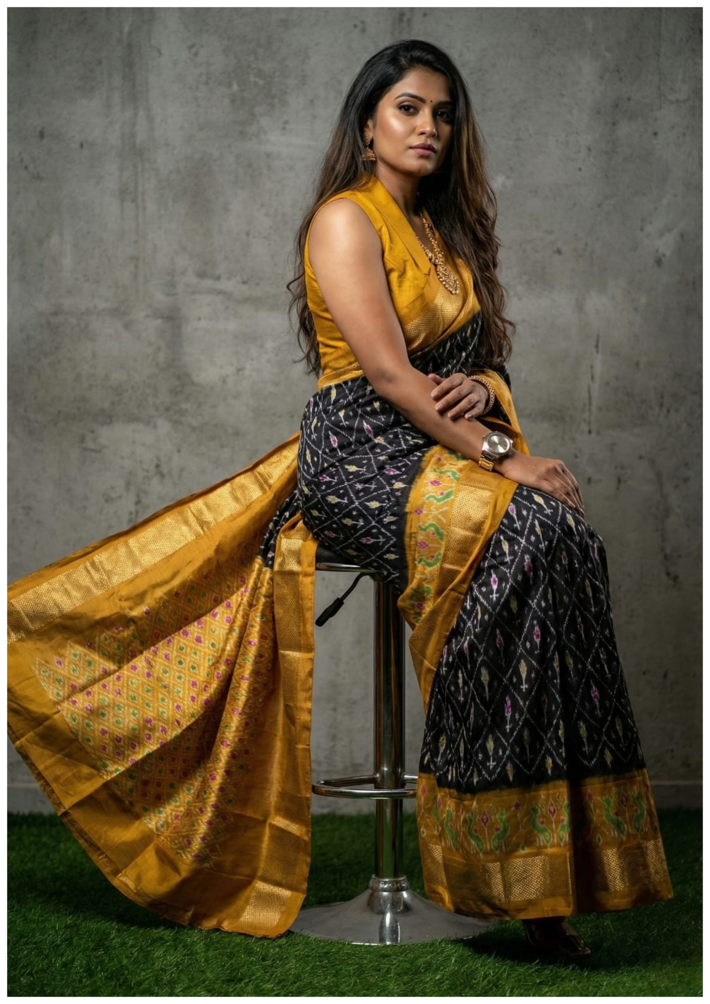 Double Weave Heritage Silk Woven Ikkat Silk Saree | My Indian Vogue