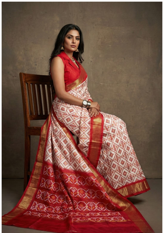 Exclusive Woven Ikkat Silk Saree Handwoven | Silk Mark Certified